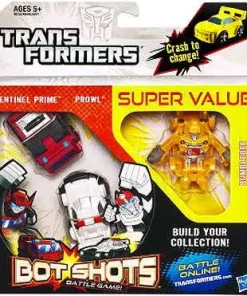 New 😍 Transformers Bot Shots Battle Game Sentinel Prime, Prowl & Bumblebee Action Figure 3-Pack ⌛