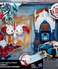 Cheap 🎉 Transformers Robots in Disguise Minicon Deployers Crazybolt & Decepticon 🔨 Hammer Action Figure ⌛