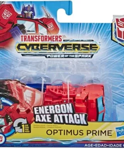Best Pirce 😍 Transformers Cyberverse Power of the Spark 1 Step Changer Optimus Prime 4.25" Action Figure [Energon Axe Attack] 😍